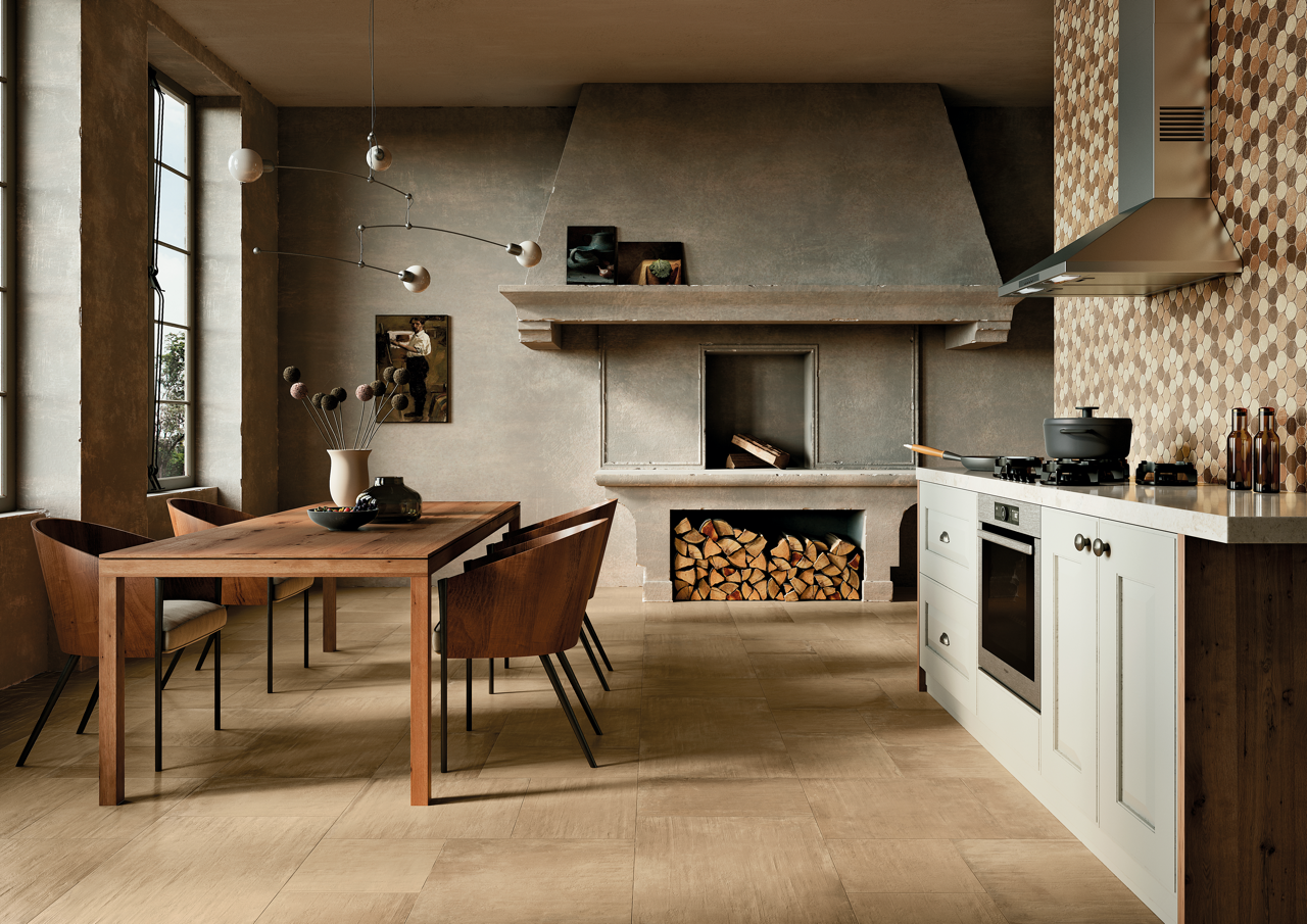 Limestone effect tiles